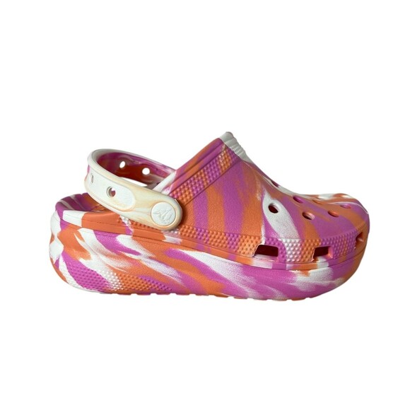 Crocs Girls Marbled Cutie Platform Clogs Size 2 NWOT Papaya Pink & Orange - Picture 5 of 14